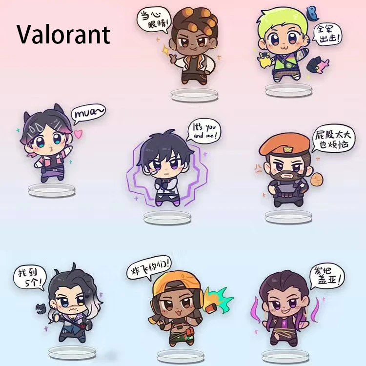 10cm Game Valorant Desktop Exquisite Decorative Stand Ornaments Made of Acrylic, Cute Q-Version Figurines
