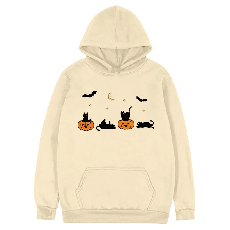 

Funny Halloween Sweatshirt Pumpkin Hoodie Spooky Season Halloween Black Cat Sweatshirts Fall Clothes for Women M