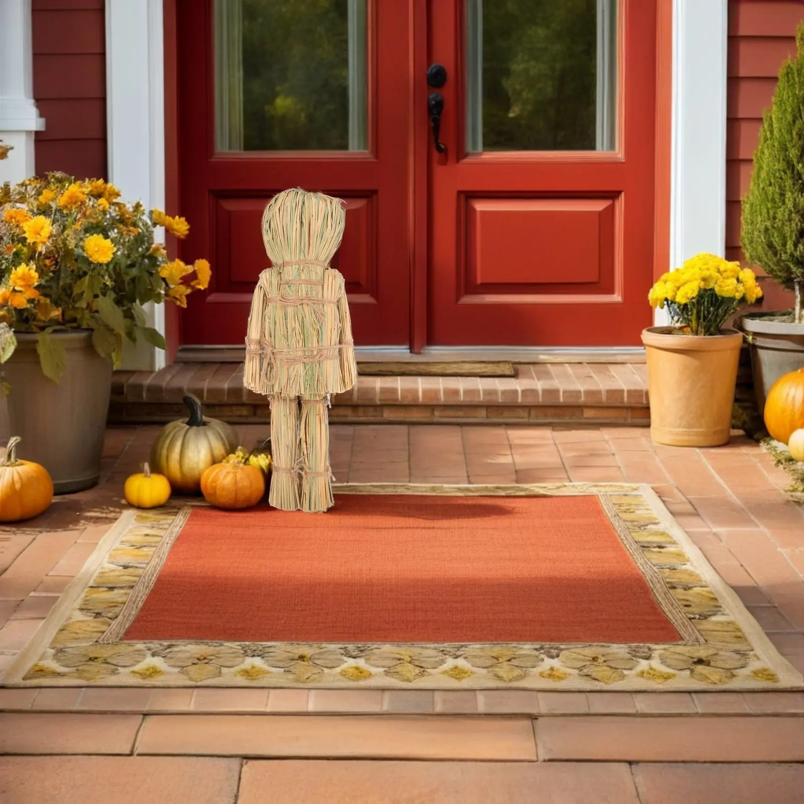 

Handwoven Straw Scarecrow Decor Realistic Autumn Fall Harvest Thanksgiving Outdoor Garden Yard Porch Seasonal Decoration