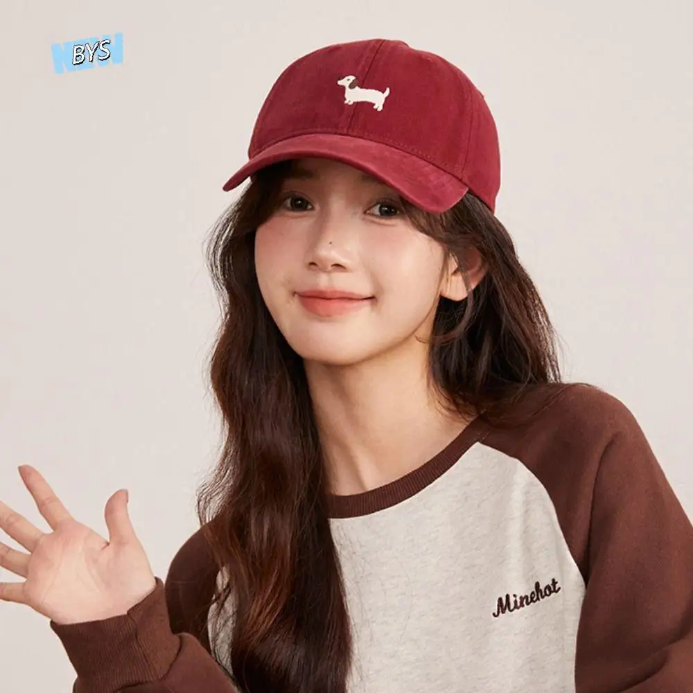 

Casual Korean Style Cartoon Animal Baseball Cap Cotton Embroidery Sun Hat Sunscreen Hat Sun Cap Peaked Cap Girl