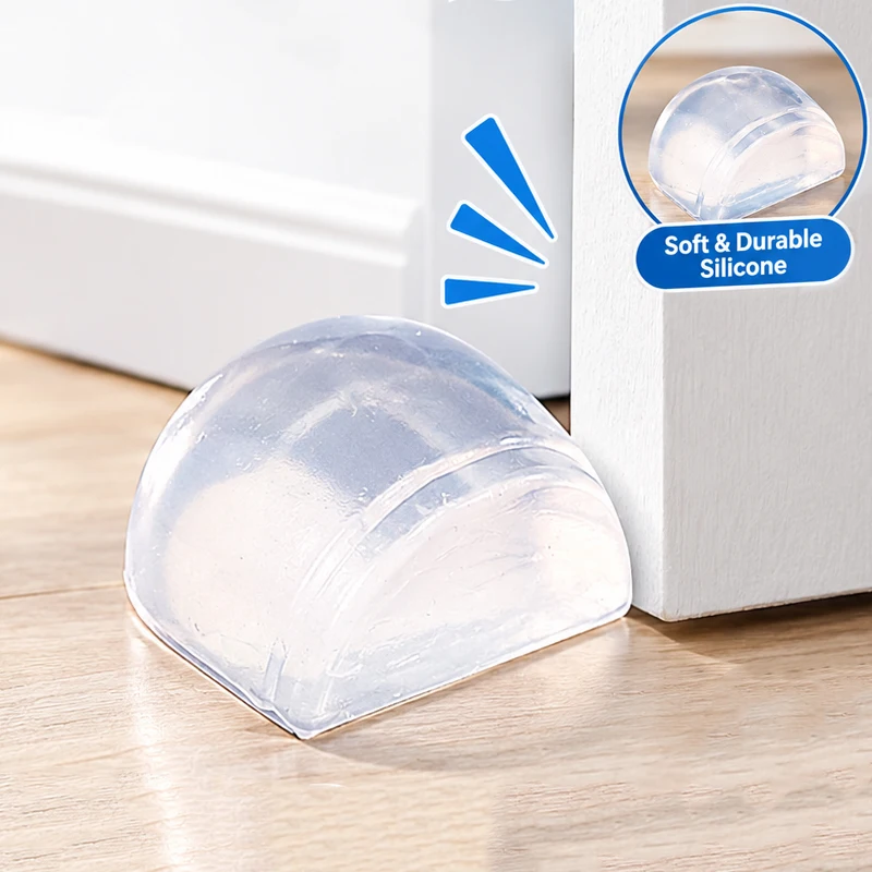 Self-Adhesive Floor Door Stopper Transparent Mounted Door Handle Stops Anti-Collision Windproof Fixation Furniture Protection