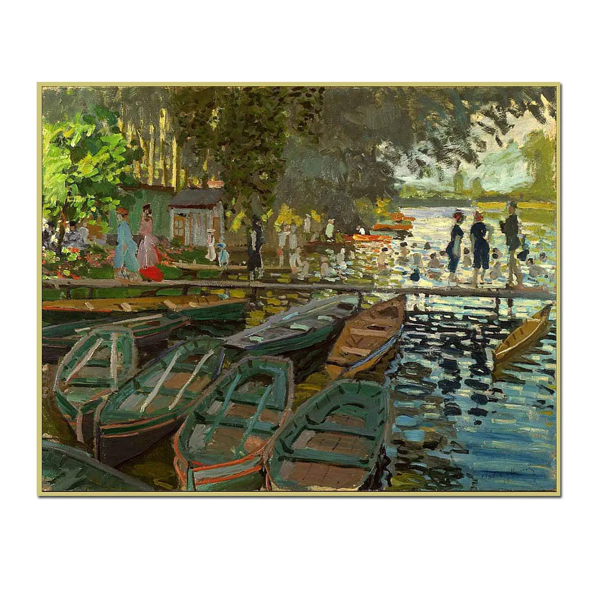 Hand painted high quality reproduction of Bathers at La Grenouillere by Claude Monet Modern wall art picture for living room