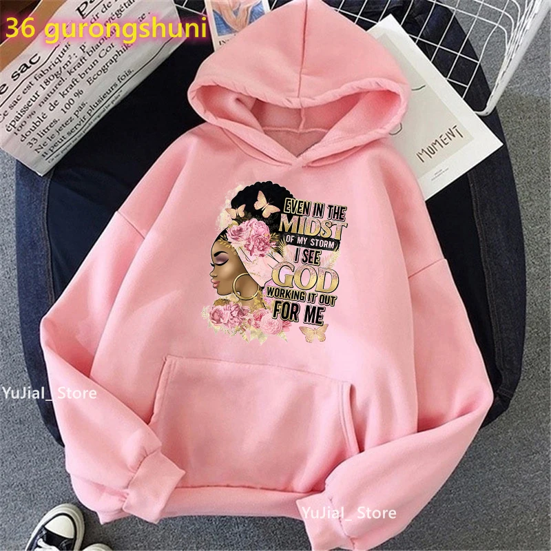 2023 cor-de-rosa mesmo no meio da minha tempestade eu vejo deus trabalhando para mim impressão hoodie roupas femininas casaco moletom menina preta