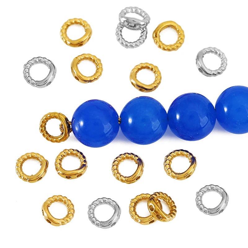10/30pcs Stainless Steel Twisted Double Hole Circular Ring End Clasp Connectors for DIY Bracelet Hooks Jewelry Making Materials
