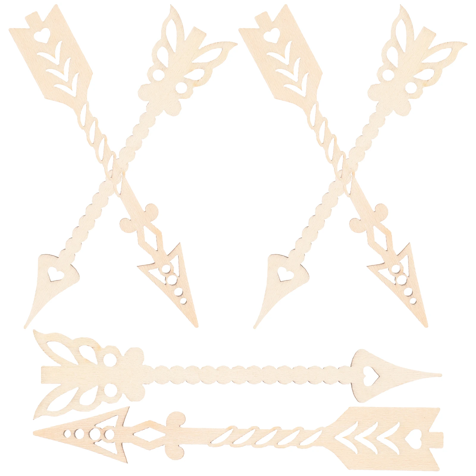 

10pcs Wooden Decorations Hollow Arrow Shapes Craft Supplies Unfinished Slices for DIY Projects Wooden Embellishment