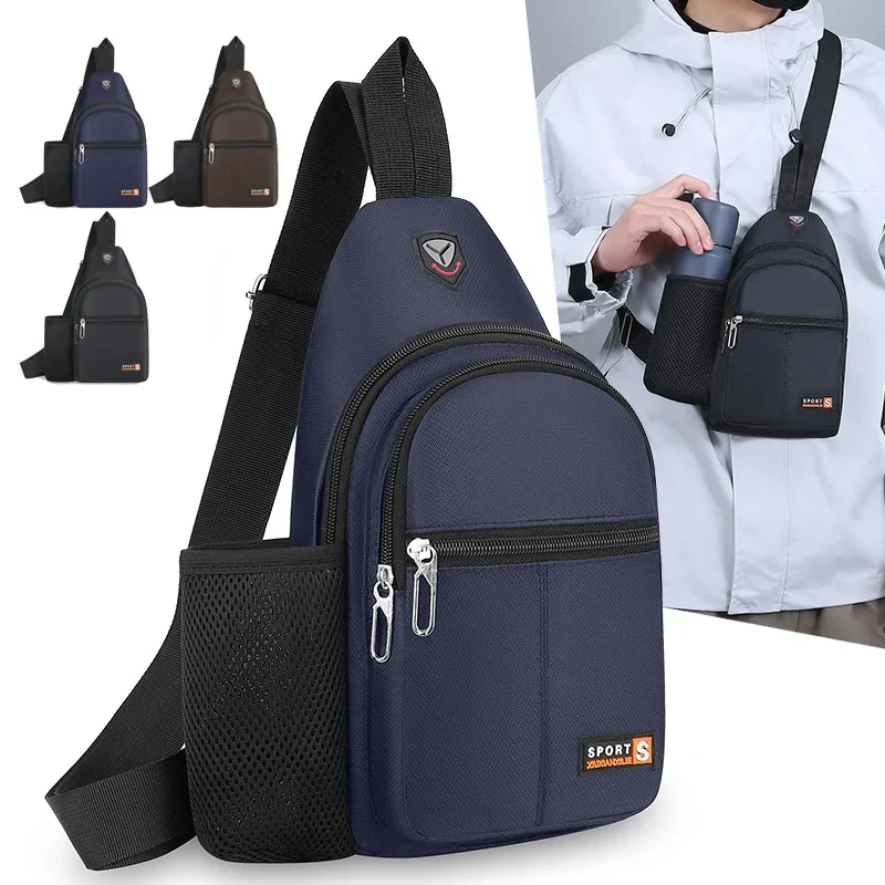 

New waterproof crossbody bag, fashionable chest bag, multifunctional casual single shoulder water cup, men's backpack for travel