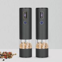 Electric Automatic Salt Pepper Grinder Rechargeable With LED Light Dual Display Adjustable Coarseness USB Charging Pepper Mill