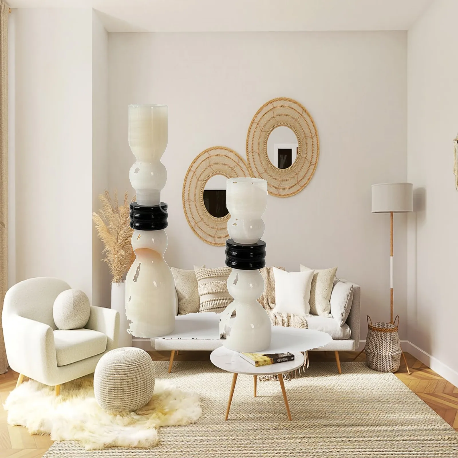 Stone-like Candle Holder Luxury Home Decorative Candlestick for Stylish Living Room Table or Wedding Centerpiece