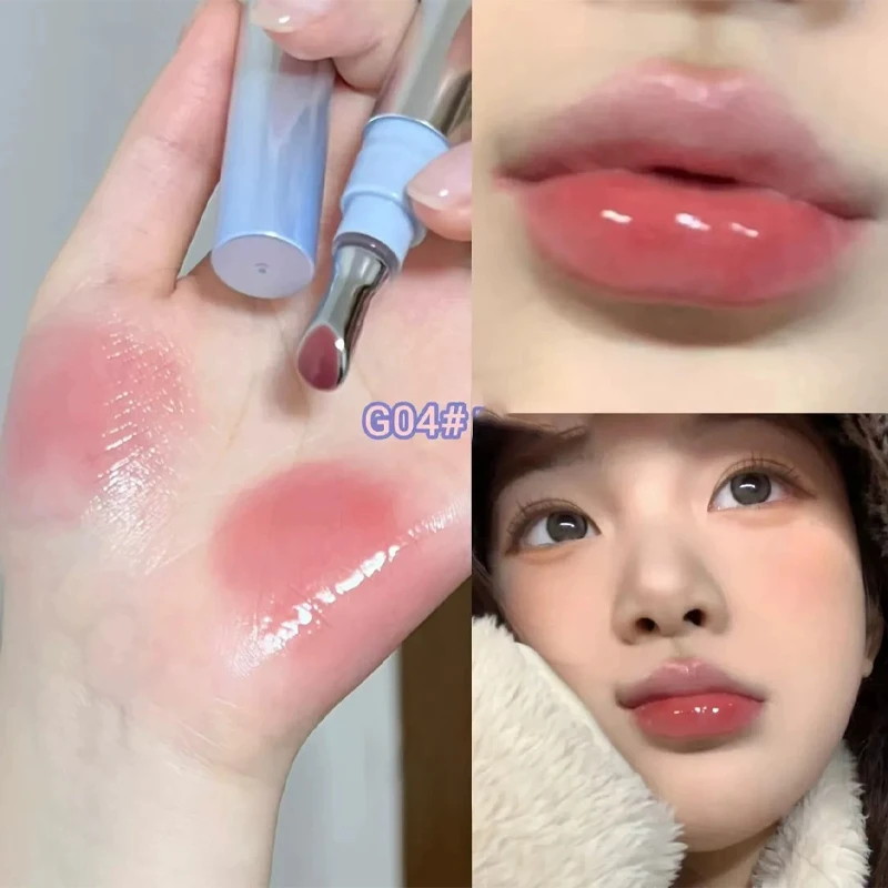 ضوء الماء الزجاج ملمع الشفاه رئيس معدني الجليد الماس جوهر الشفاه تينت مرآة تقليل تجاعيد الشفاه مرطب الشفاه البرقوق الرعاية جديد #3