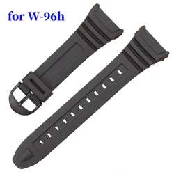 For Casio W96H Watchband W-96H W-96H-1AV W-96H-9AV Silicone Strap 18mm Sport Watch Accessories Waterproof PU Replacement Band