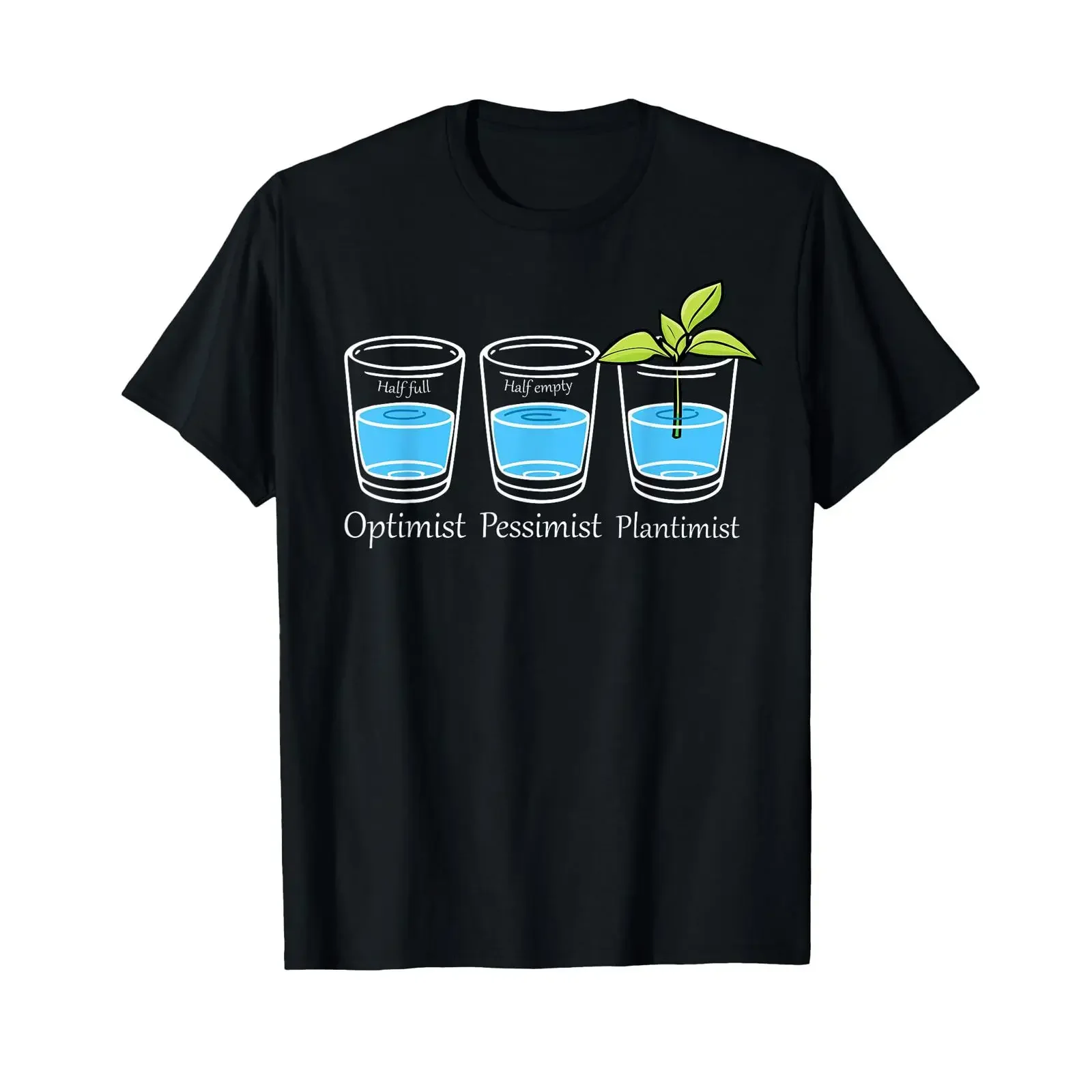 T-shirt Plantimiste Amusant pour Jardiniers : Optimiste, Pessimiste, Amoureux des Plantes – Vintage, Délavé, Extensible, Légèrement Polyvalent, Motif Graphique