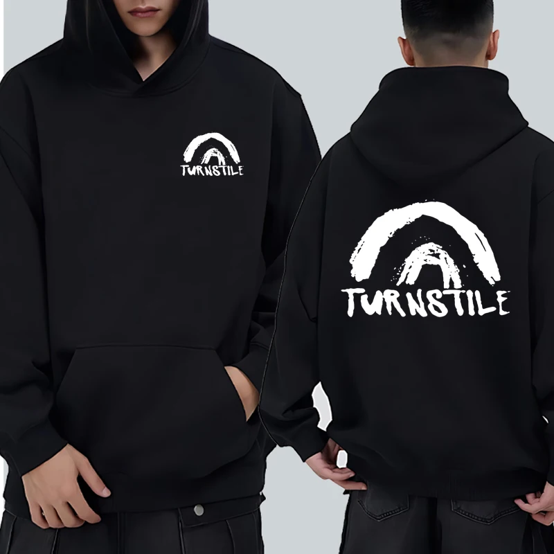 

High Quality TURNSTILE NEVER ENOUGH Double Sided print black Hoodie Men women vintage Fleece pullover Unisex Casual Sweatshirt