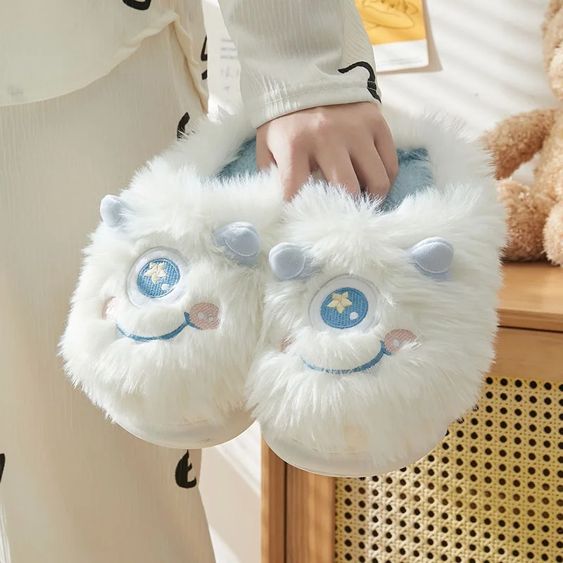 

Lover Winter Shoes Cute Cartoon Women Soft Plush Platform Female Male Indoor Slipper Warm Fluffy Slippers Thick Sole Home