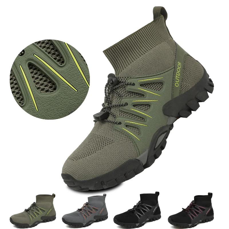 

Breathable Mesh Men's Botas Tactical Boots Hiking Soft Shoes Outdoor Non-Slip Trail Trekking Climbing Designer Wading Sneakers