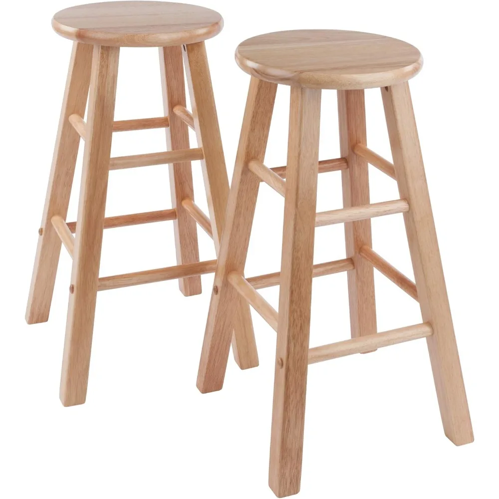 

Modern 2-Piece 24 Inch Natural Finish Solid Wood Counter Stool Set