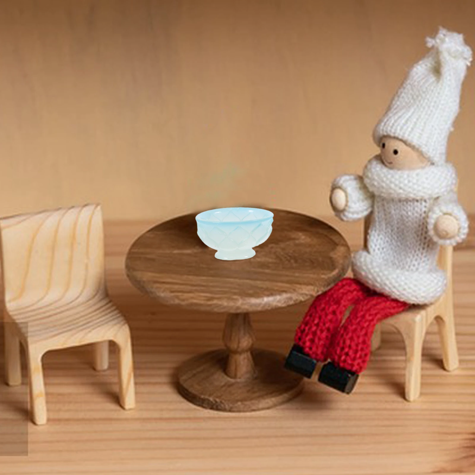 

15Pcs High-Footed Chinese Style Resin Tea Bowls Glow in The Dark Miniature Dollhouse Accessories Mini Tea Party Decor