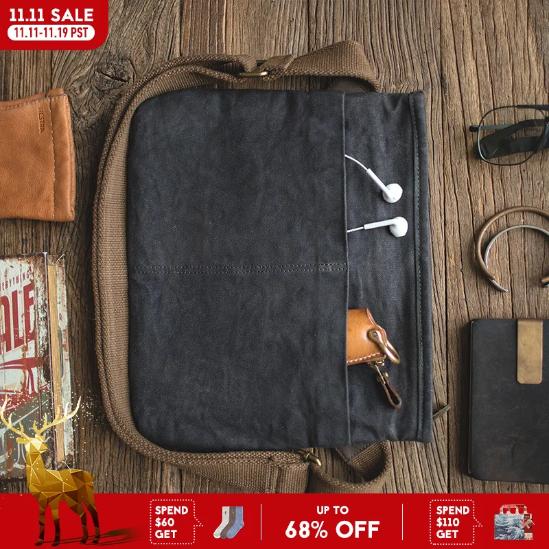

Maden Workwear Retro Single Shoulder Oblique Bag Cross Oil Wax Bag Commuter Mailman Wear Resistant Old Waterproof Canvas Bag Men