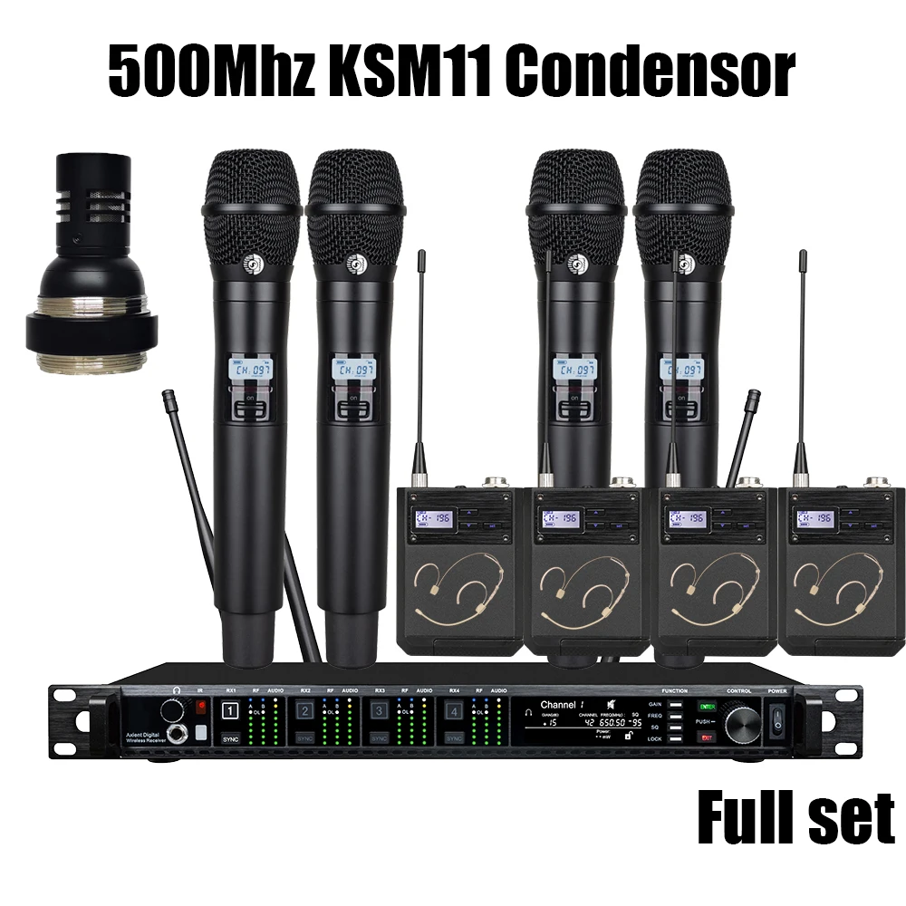 Leicozic AD4Q 4 Channel Wireless Microphone Professional Stage Microfone Condsensor KSM11 KSM9 BETA87A Capsule 500/600/900Mhz