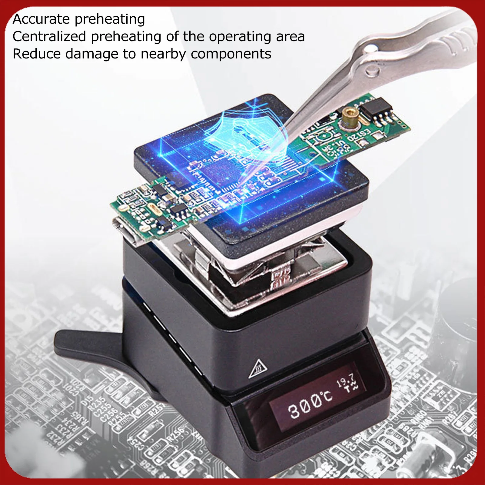 

Mini Hot Plate Preheating Station Adjustable Constant Temperature Rework Preheater 60W Electric Preheating Station