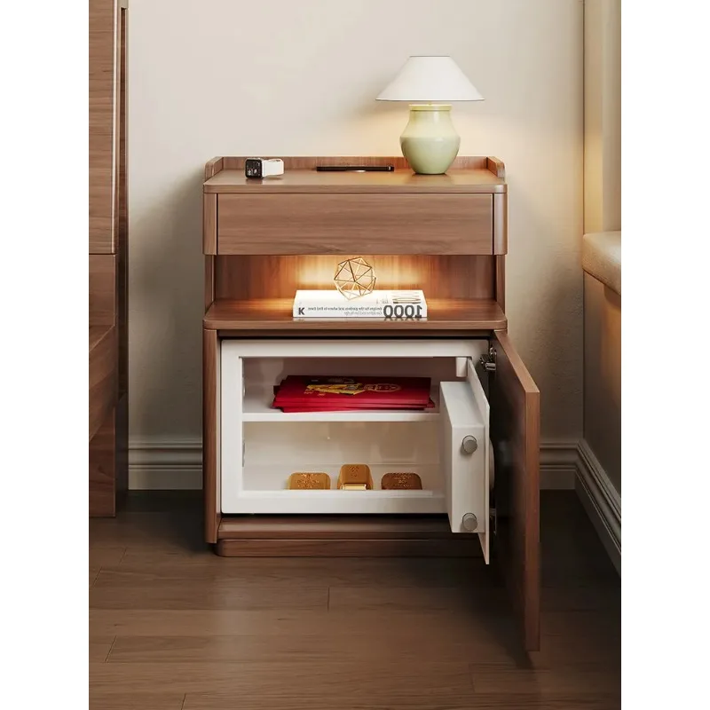 Smart Bedside Table, Safe, Integrated High-end Sense, Modern Simple Master Bedroom, Solid Wood Medieval Bedside LockerN1