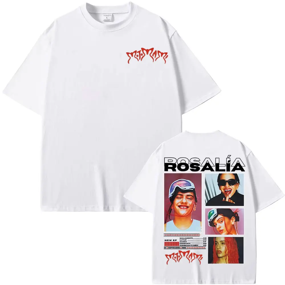 المغني Rosalia Motomami 2025 غلاف الألبوم الصيف 100% القطن الخالص تي شيرت الملابس النسائية الهيب هوب الشارع جودة عالية المتضخم #3