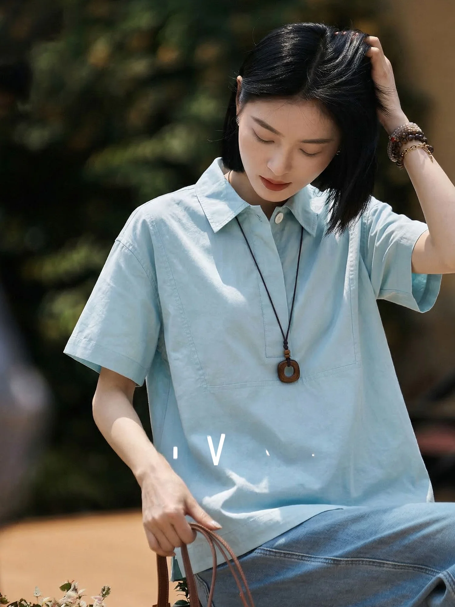 

Хлопковая рубашка свободного кроя, женская летняя удобная повседневная одежда с короткими рукавами, модный топ в китайском стиле бренда Chivirin