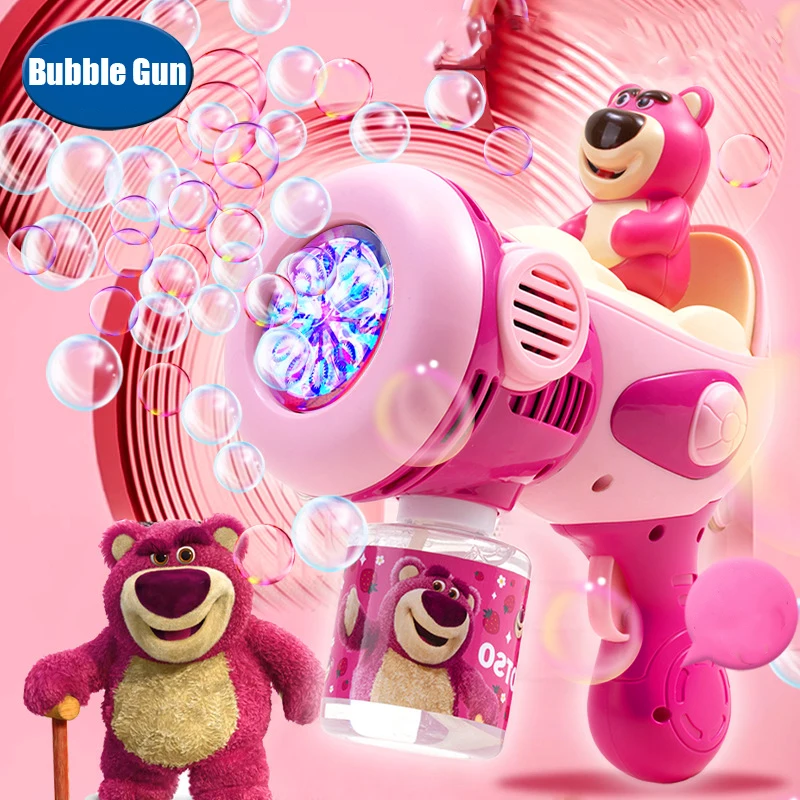 Stitch bubble machine Lotso Bubble Gun Toy Automatic Soap Blower with Light Summer Outdoor Party Games Children Gift