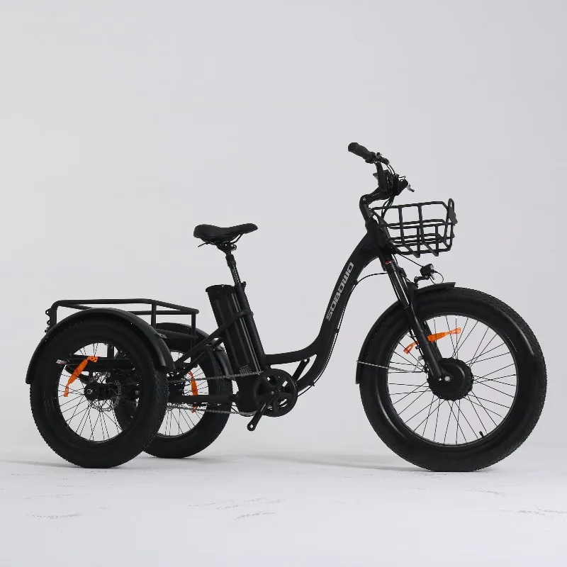 24 Inch Triciclo Electric Trike 500W Motor Fat Tire 3 Wheel E Bike Tricycle Three Wheels Adult Cargo Electric TRICYCLE
