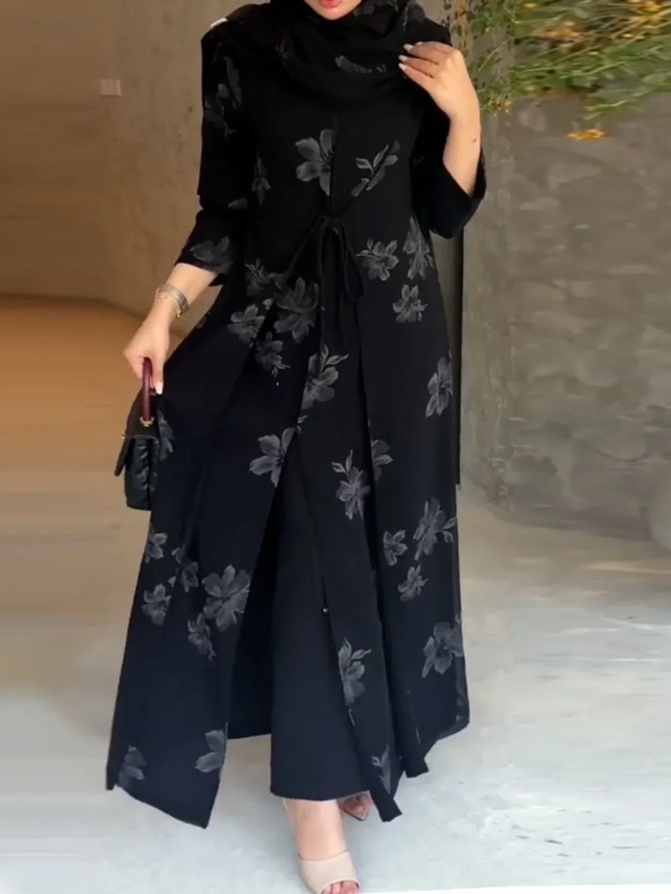 Eid Women Abaya Cardigan Open Dress Muslim Elegant Trench Dubai Vestidos Largos Kaftan Arab Robe Party Caftan Jalabiya Ramadan