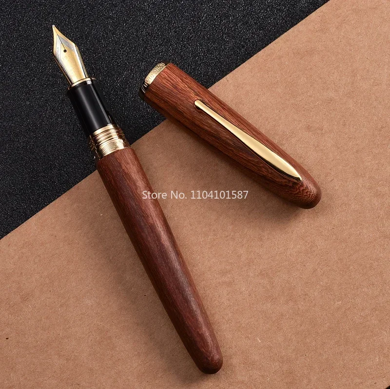 Hongdian 660 Wood Fountain Pen Natural Handmade Jupiter Lucky Star Red Wooden Beautiful Pen EF/F 0.38/0.5mm Writing Ink Pen