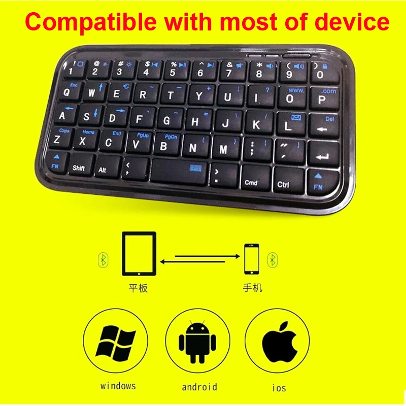 Mini Rechargeable Wireless Bluetooth-compatible Keyboard for iphone 6 6s plus ipad samsung galaxy note 5 android windows tablet