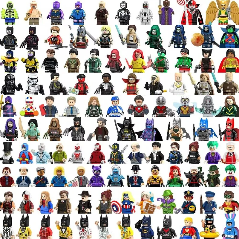 عشوائي ليغو Minifigures اللبنات بطل أنيمي الطوب دمى لعبة أرقام تجميع كتل هدايا الأطفال عيد الميلاد الأعجوبة