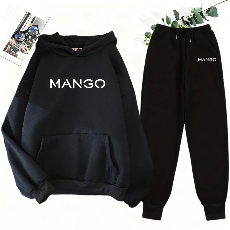 2025 الاتجاه الجديد المرأة البلوز و Sweatpants 2 قطعة مجموعة الحضرية موضة عادية مقنعين رياضية الخريف الشتاء هوديي الركض وتتسابق