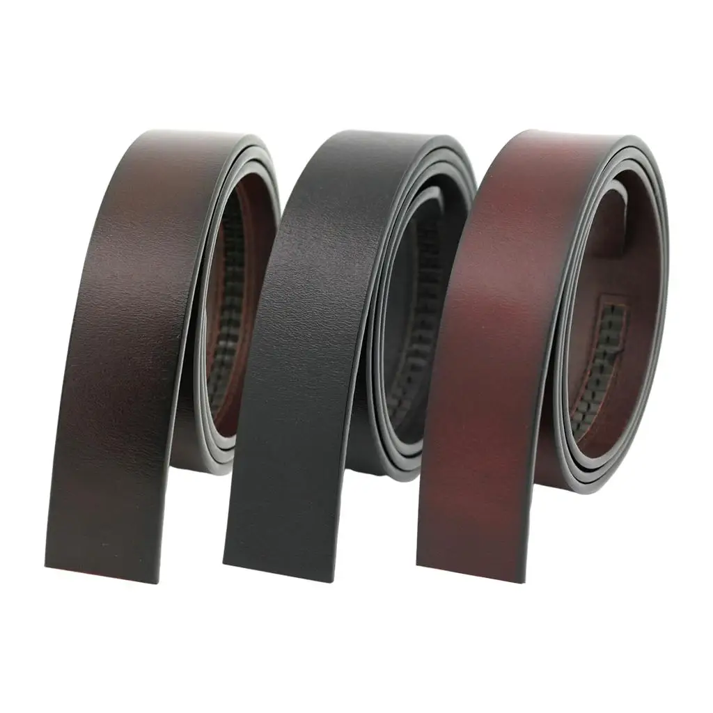 Casual Leather Belt 3.5cm Wide Replacement Waistband No Holes No Buckle 49inch Men Belt for Trousers Clothing Automatic Buckle