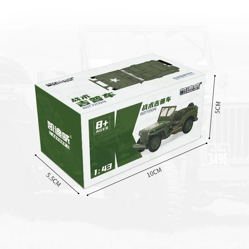 1/43 JEEP WILLYS Military Army Vehicle modello in miniatura in lega di zinco Toy Car Free Wheels Diecast Metal Collection Gift For Kids