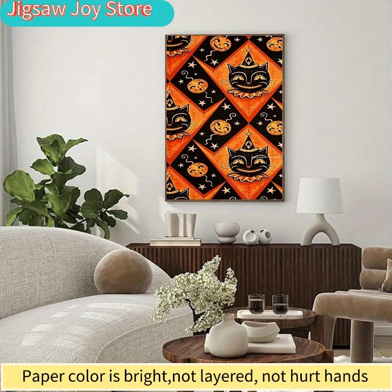 1000 stuks papieren puzzel, puzzel, (Halloween zwarte kat pompoenontwerp, Halloween-puzzel, zwarte kattenpuzzel, pompoenpuzzel)