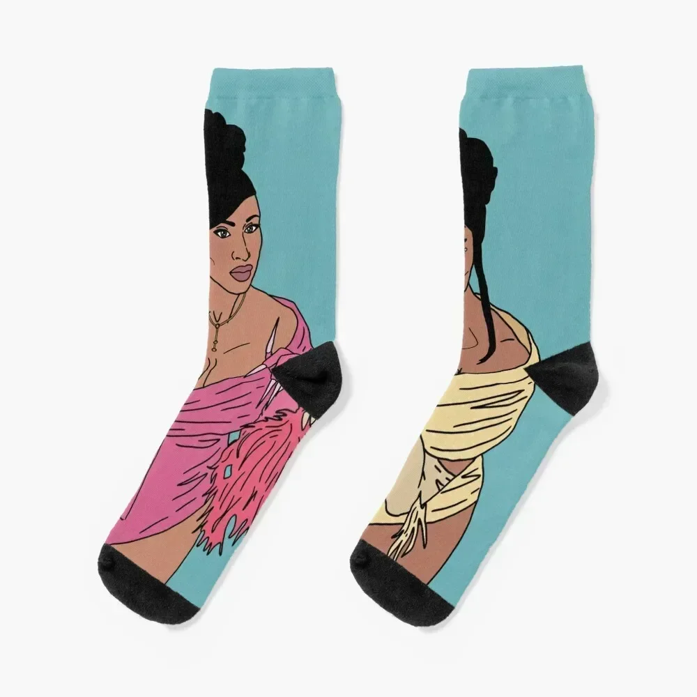 

WAP Cardi B and Megan Thee Stallion FanArt Socks cool cycling floral short Boy Socks Women's