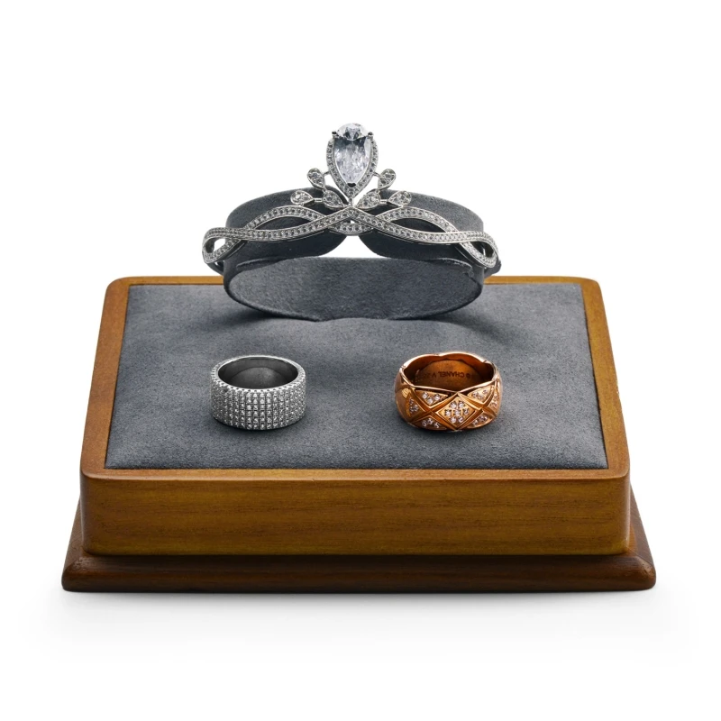 Oirlv Wooden Jewelry Display Showcase Rack Stand Wedding Ring Display Bracelet Holder Solid Wood Jewelry Holder Display Stand