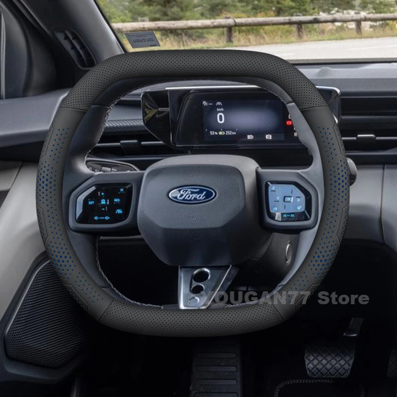 

Car Leather Steering Wheel Cover For Ford Capri 2025 Double D-type Summer Auto Steering Wheel Ford Capri Accessories