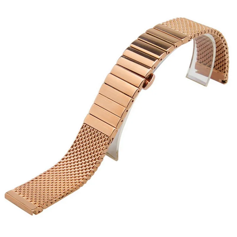 18mm 20mm 22mm 24mm Stainless Steel Straight End Shark Mesh Extended Deployment Clasp Watch Strap Band Fit For SKX ROX Watches