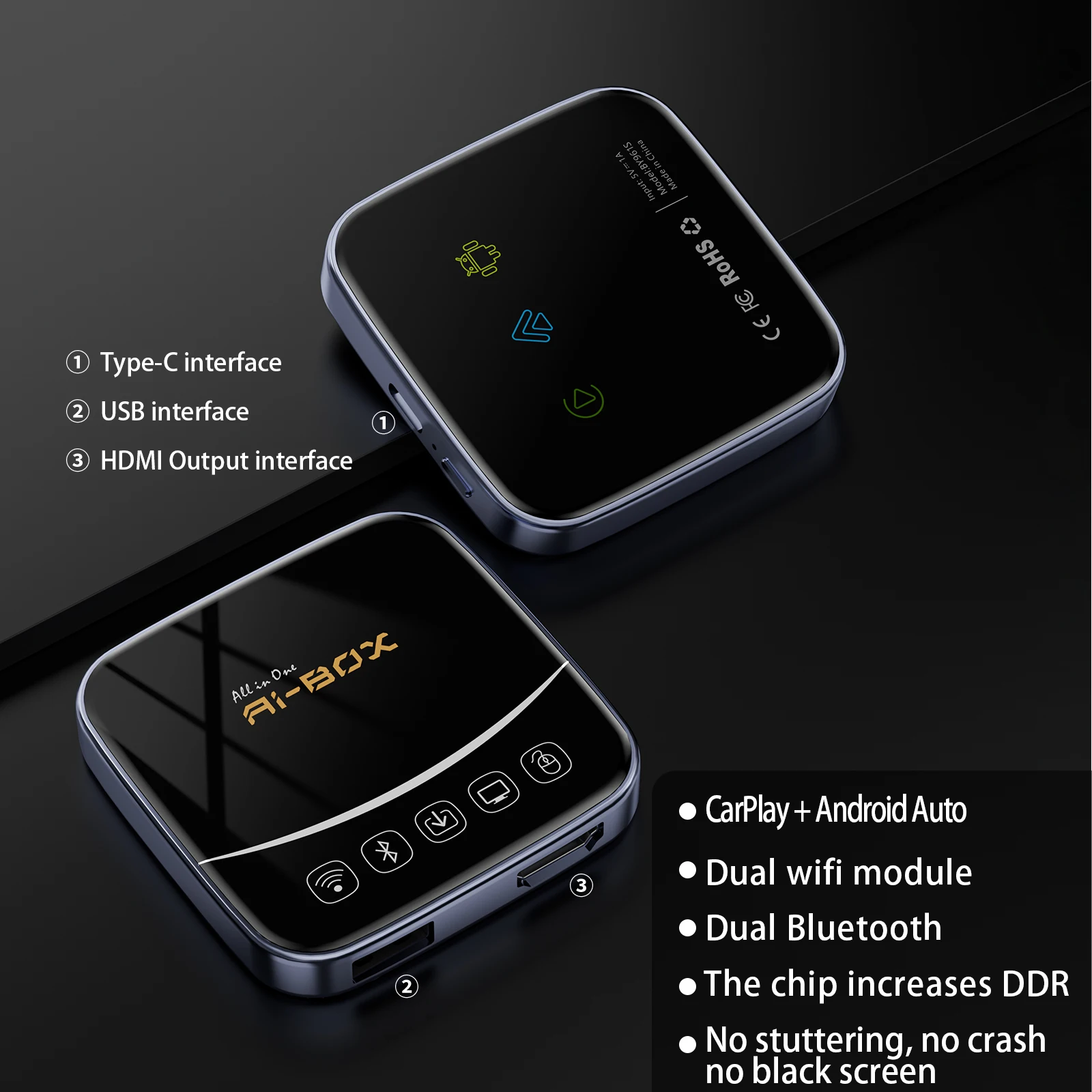 

Fuallwin 3-in-1 Wireless CarPlay AI Box Android Auto Connectivity Adapter for 4K Video Car Play Integration