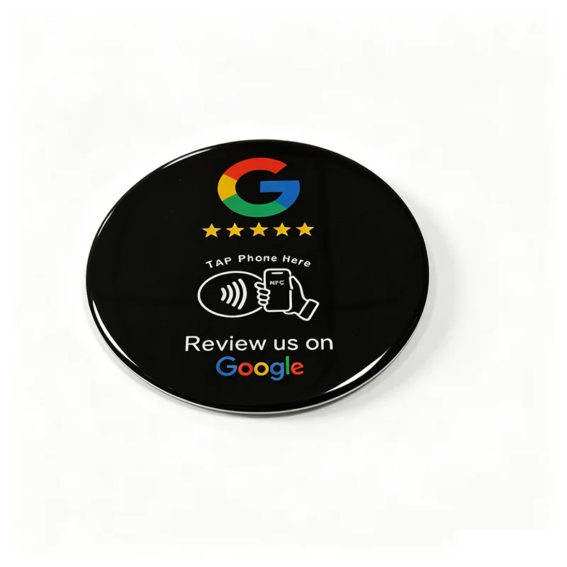 Google Review NFC Tap Sticker,100mm Round Epoxy NFC Review Plate for Business,Tap to Leave Reviews,Waterproof PVC Sign for Cafe