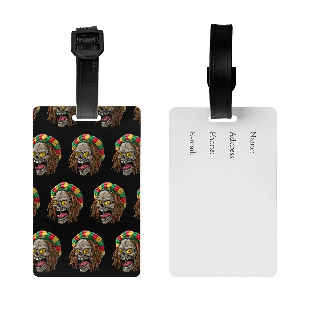 Fashion Jamaica Rasta Skull Luggage Tag for Suitcases Funny Jamaican Baggage Tags Privacy Cover Name ID Card