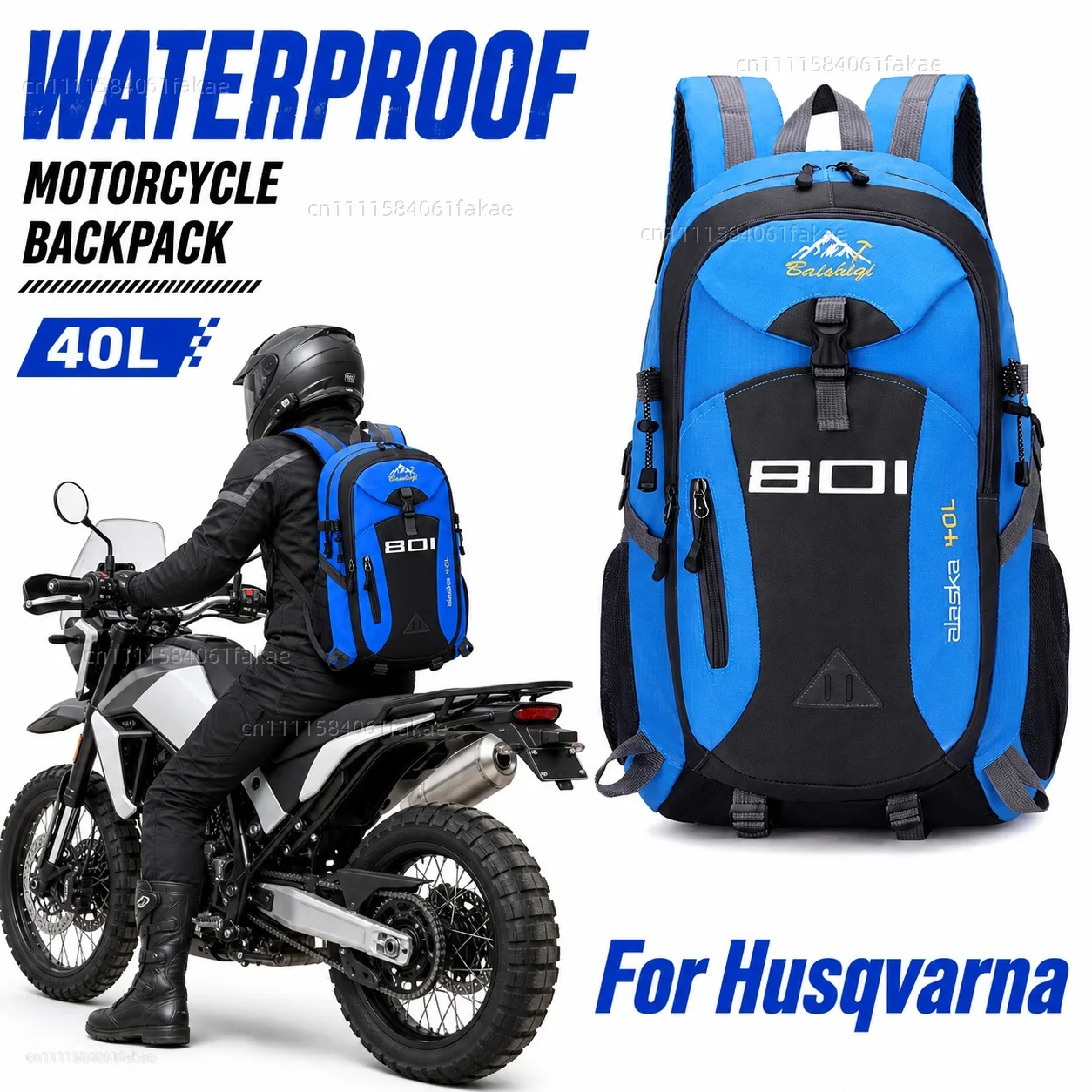 Für Husqvarna Vitpilen 801 Svartpilen 801 Motorrad-Rucksack, 40 l, wasserdichter Reiserucksack, Outdoor-Wandern, Camping, Tagesrucksack