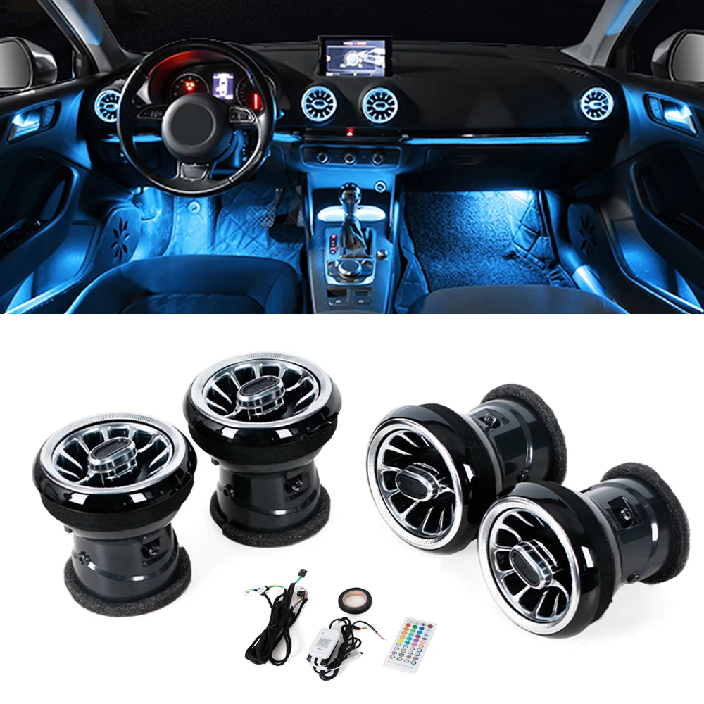 

4PCS LED Front Dashboard AC Air Condition Vent Outlet Turbo Interior Trim Car Accessorie For Audi A3 2013-2020