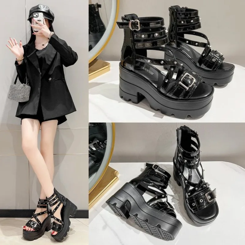 

Women Block Heels for Halloween Fashion Buckle Strap Dress Pumps Platform Mary Jane Shoes Stylish Back Zipper Plus Size 40 41 42