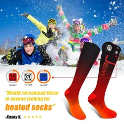 DAY WOLF Merino Wool Ski Socks Rechargeable heating Men Women Outdoor Hiking Socks Thicken Terry Warm Knee High Long Socks