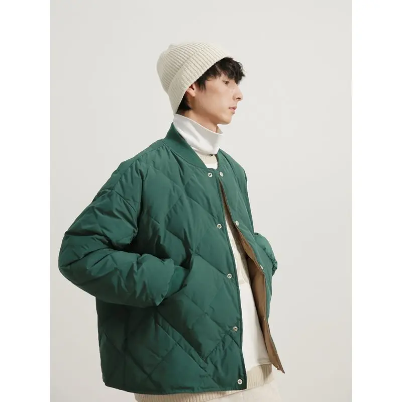 Parkas acolchadas con cuello de béisbol Vintage para hombre, chaqueta de pan de doble cara gruesa, abrigo de invierno, ropa de invierno