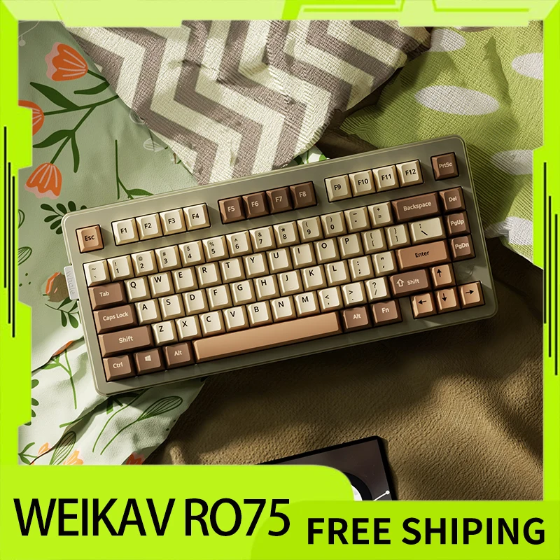 

Weikav Ro75 Mechanical Keyboard Kit Wired Aluminium Alloy Rgb Custom Qmk/Via Quick Dismantling Structure Keyboard For Accessory