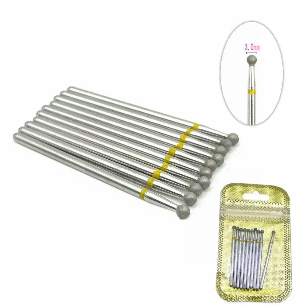 10pcs D Series Ball Shape Nail Diamond Drill Bit For Electric Manicure Machine Accessories  Mills Cutter Ce Passed
